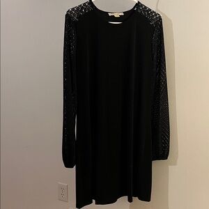 Elegant Black Dress with Lace Sleeves